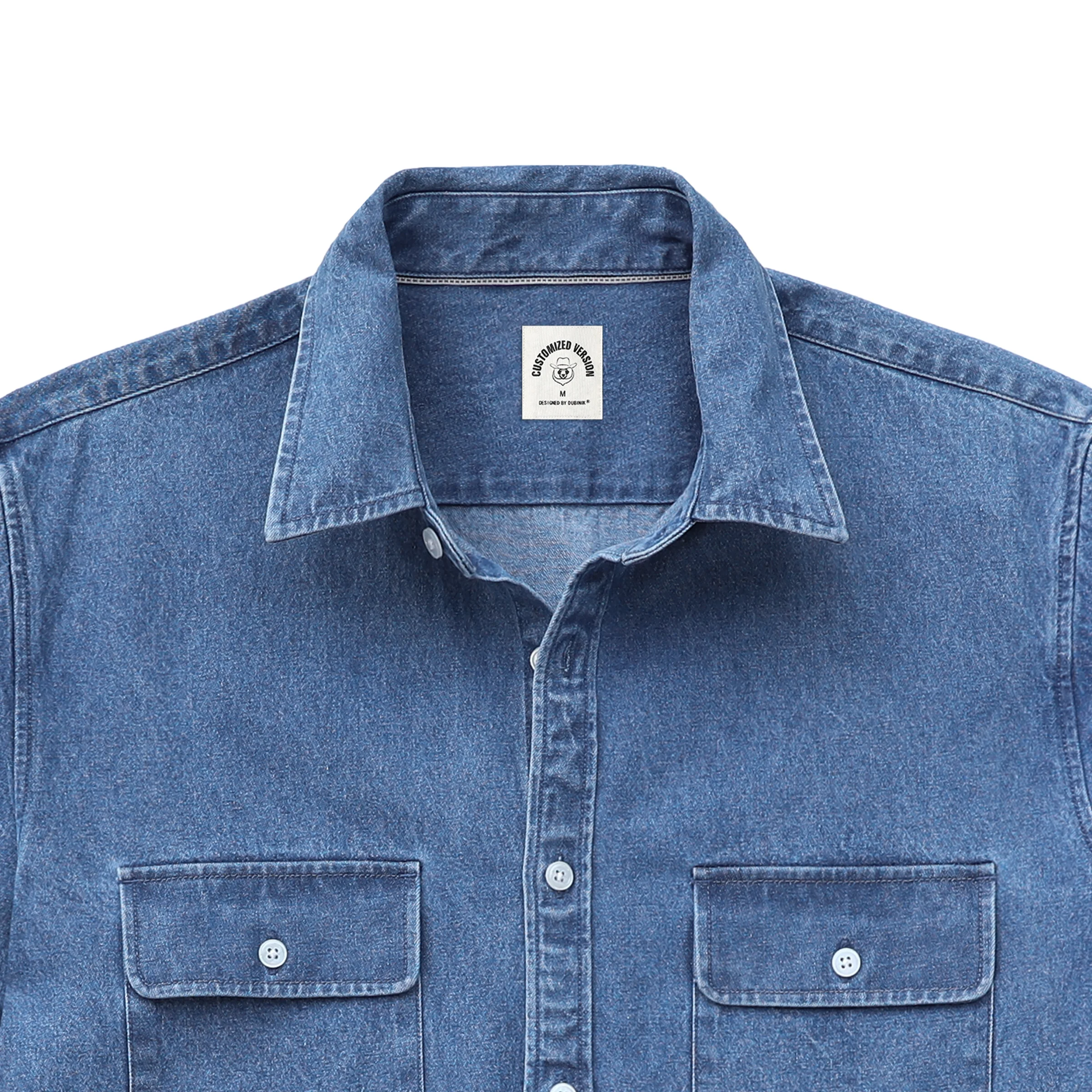 Mens Denim Shirts Button Down Short Sleeve Western Cotton Casual Work Shirt