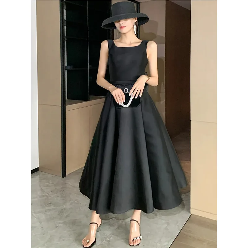 Trendio Sexy Backless Big Bow-tie Evening Guest Long Party Summer Dresses For Women 2024 Elegant Black Prom Birthday Ball Gown