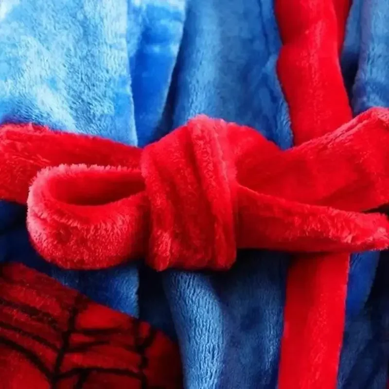 Baby Bathrobes Winter Children Bathrobe Cartoon Spiderman Print Kid Robes Flannel Boy Girl Long Sleeve Pajamas Keep Warm Sleepwear