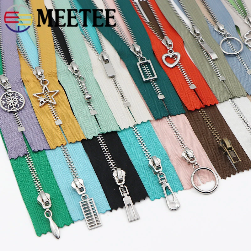5Pcs 15/18/20/25/30cm CloseEnd 3 Metal Zippers for Sewing Bag