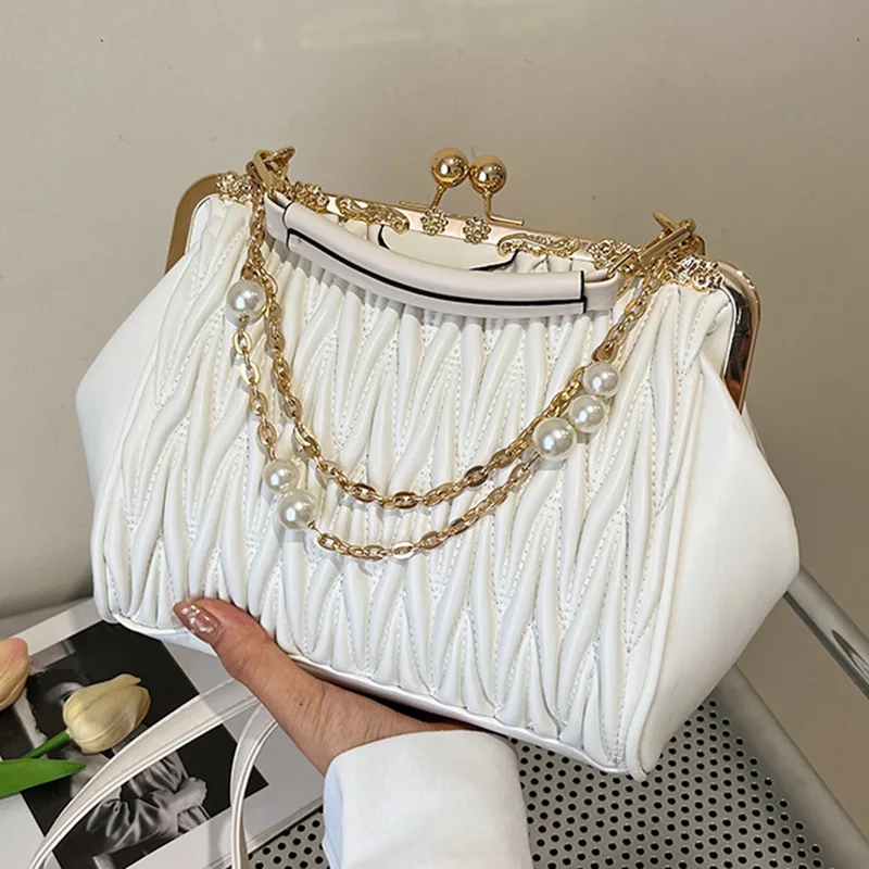 Crossbody Bag Women Handbags Women's Fashion Chain Shoulder Kiss Lock Shell Clip Crossbody Prom Clutch Handbags And Purse