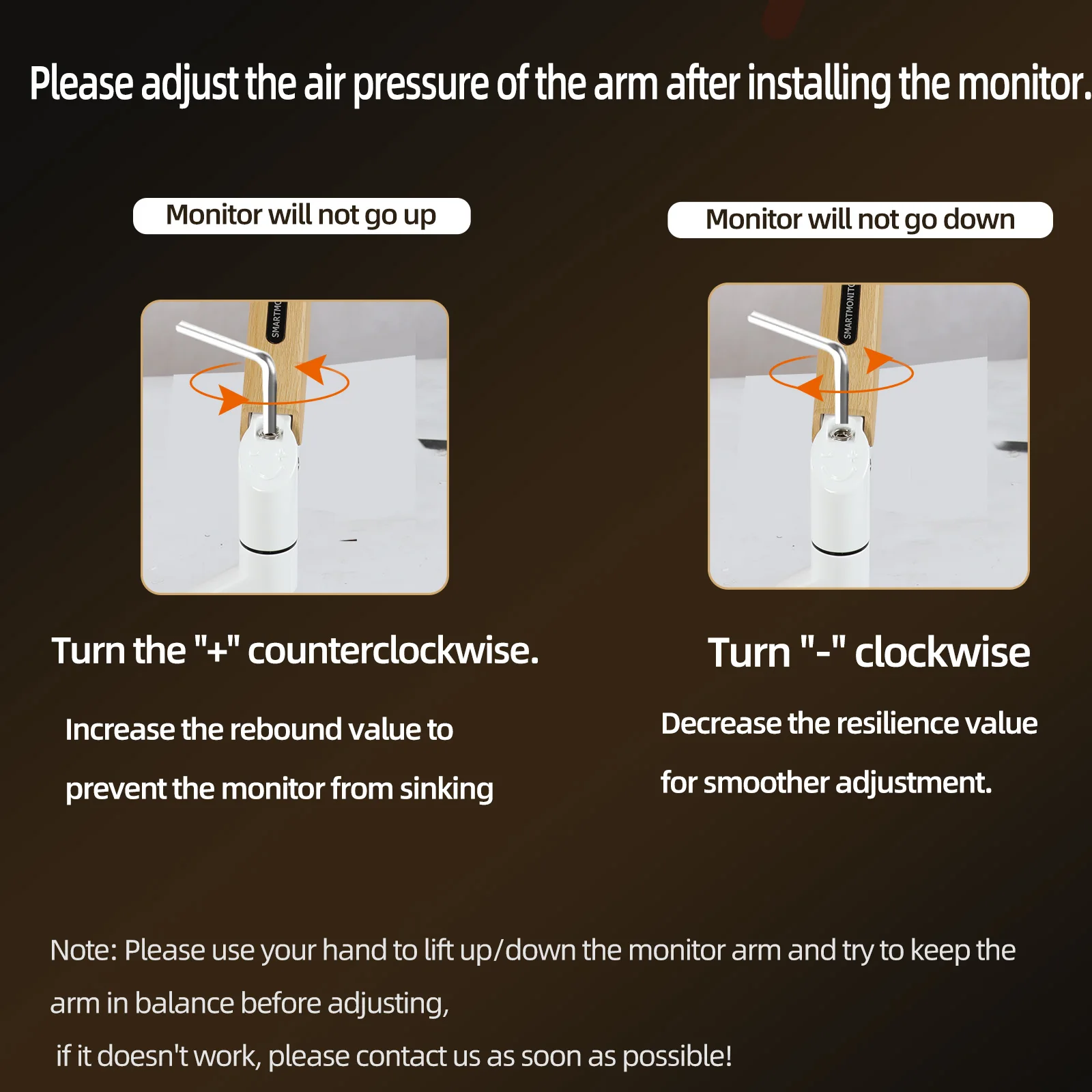 HILLPORT White Dual Monitor Arm Back To School Adjustable Gas Spring