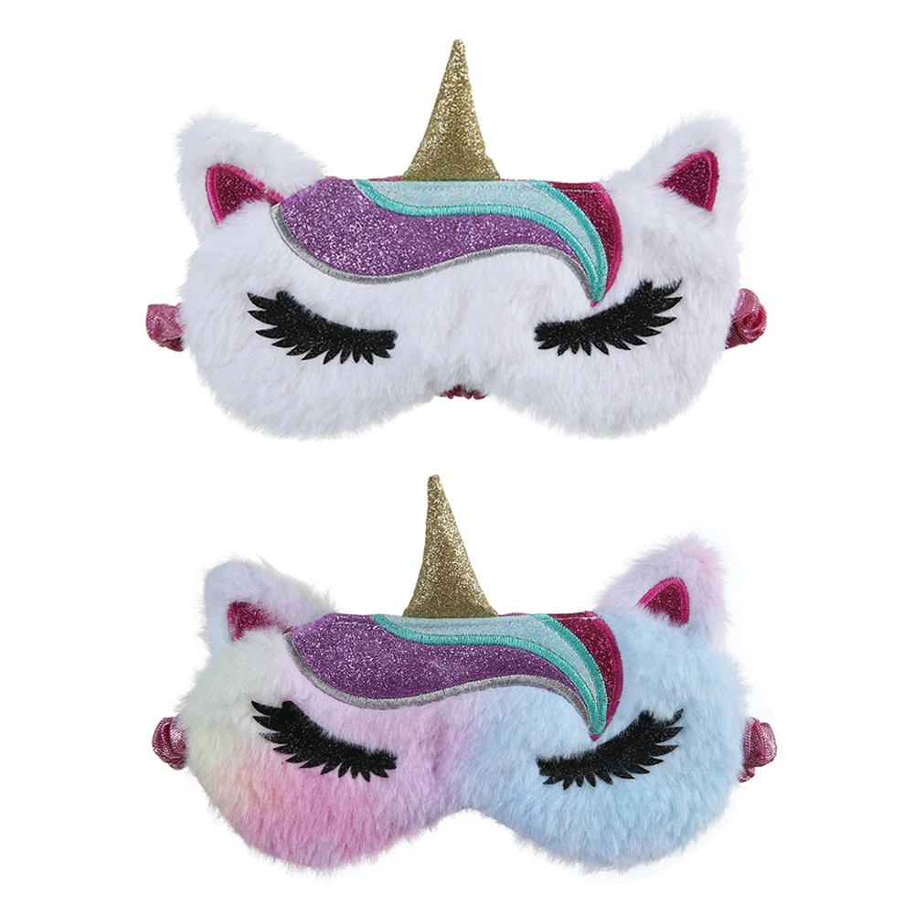 Plush Shading Eye Cover Cartoon Animal Rest Eye Shade Soft Sleep Mask 19x9cm for Men Women Kids for Home Plane Travel Rest Party