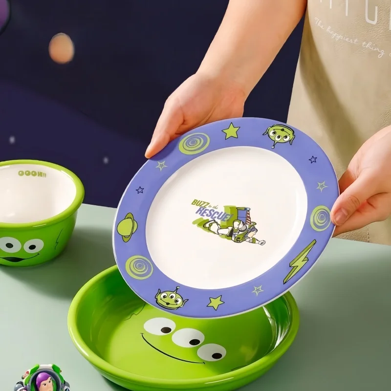 Miniso Disney Buzz Lightyear Ceramic Dishes Cute Kawaii Alien Children's Breakfast Plates Cartoon Printing Noodle Bowl Rice Bowl 2