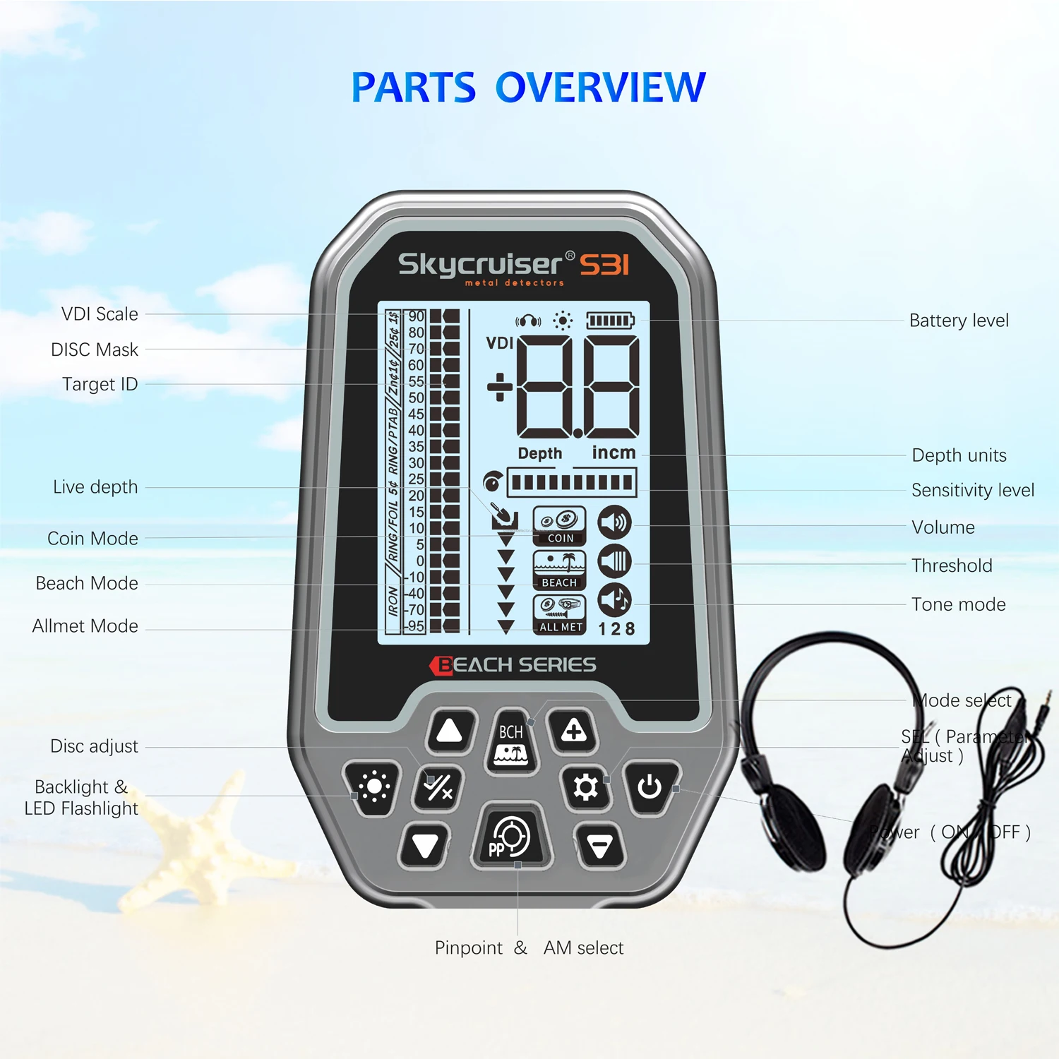 New Professional Metal Detector Waterproof Underground Gold Metal Detector S31 IP68 Long Range Gold Detector 3