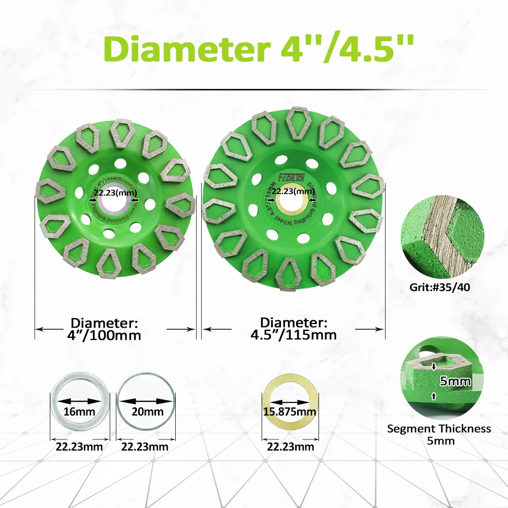 FACHLICH 4" 4.5" Diamond Cup Wheel Marble Stone Brick Sanding Masonry Angle Grinder Abrasive Tool 100mm 115mm Grinding Plate