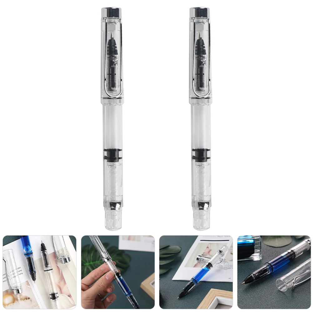 

2 Pcs Water-based Pen Calligraphy Pens Come Multi-function Gel Office Reusable Piston Delicate Ink Simple Filling