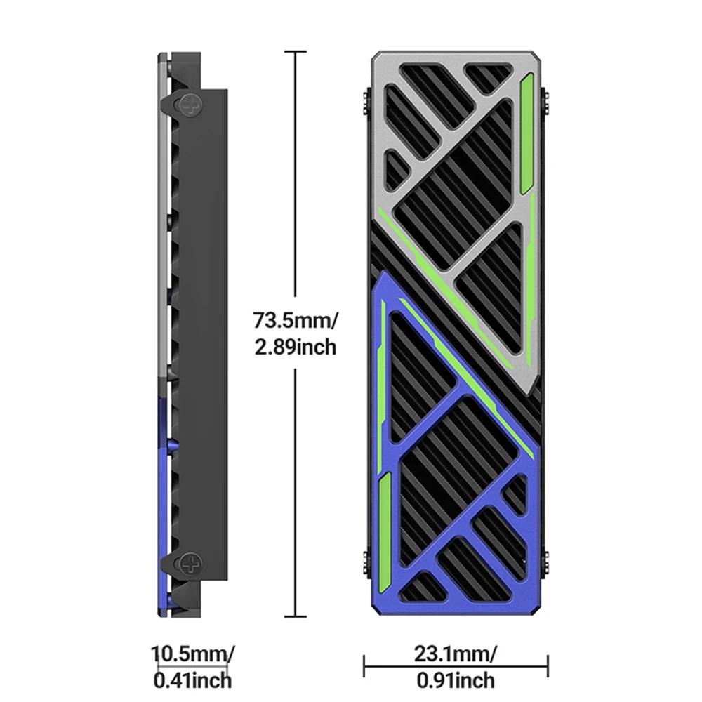 NVME NGFF 라디에이터 마그네슘 알루미늄 합금 솔리드 스테이트 드라이브 방열판, 열 실리콘 패드, PC 및 PS5 용 M.2 방열판 쿨러