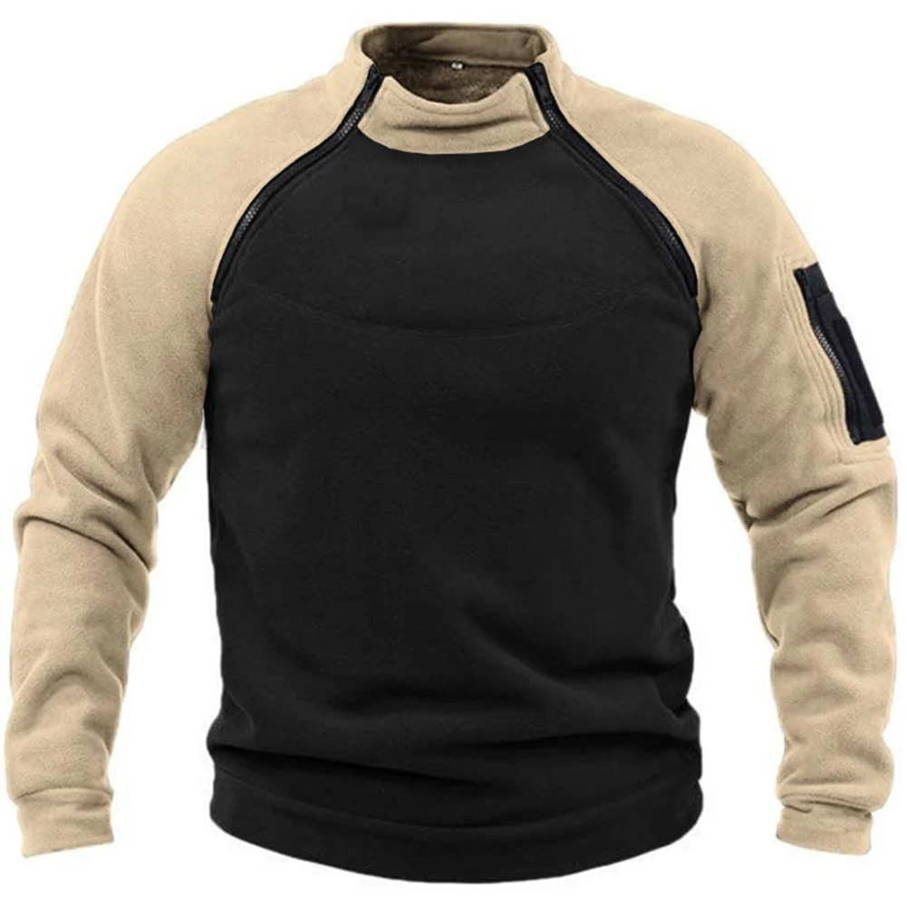 

Men's Fashion Vintage Recon Military Standing Collar Fleece Jacket Muscle Pullover Sweatshirts Thermal Tactical Men Sweater