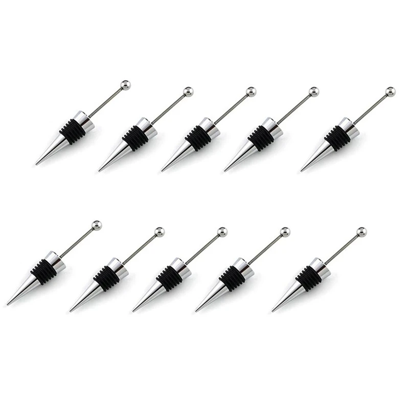 

50Pcs Gadget Add A Bead Rhinestone Lampwork Decorative Beaded Wine Bottle Stopper Zinc Alloy Silver Beadable Bottle Sto