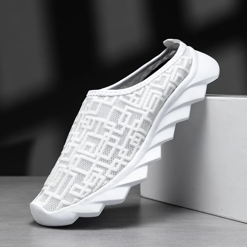 Women's Casual Shoes Slip-on Half Slippers Couple Breathable Mesh Lightweight Sports Shoes Casual Ladies Footwear Sneakers