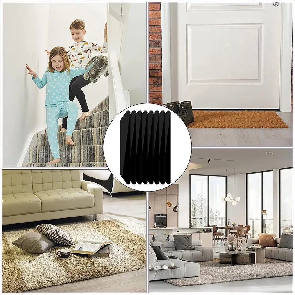 Rug Corner Rubber Holder Adhesive Mat Anti Slip Sticker Carpet Reusable  Strong