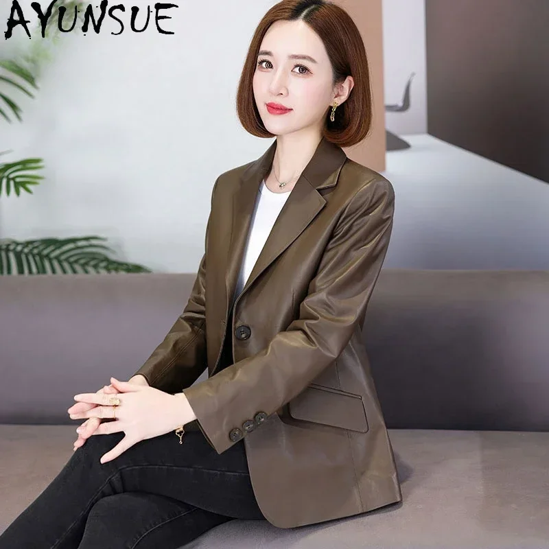 

AYUNSUE 100% Real Leather Jacket Women High Quality Genuine Sheepskin Coat Elegant Blazers Womens Clothing Casaco Feminino