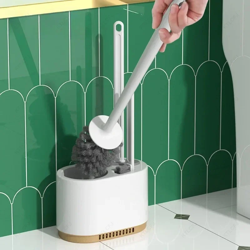 3-IN-1 Toilet Set Bathroom Cleaning Brushs Hole Free Storage Cabinet Rack Toilet Bowl Brush Base for Cleaning Brush Accessories