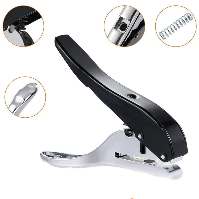 Handheld Hole Puncher Heavy Duty Single Oval Hole Punch Tool for ID Cards Paper