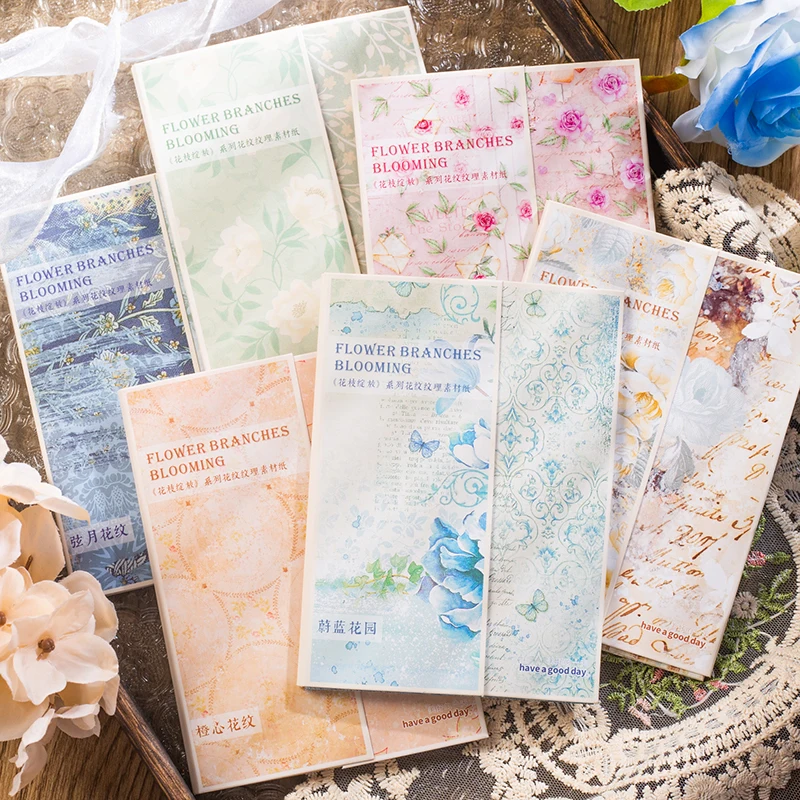 

6packs/LOT Flower branches blooming series retro creative decoration DIY paper memo pad