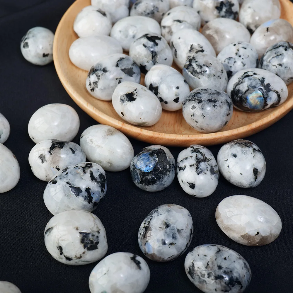 Natural Gemstones Blue Moonstone Polished Tumbled Gravel Stone Mineral Specimen Energy Massage Home Aquarium Decoration