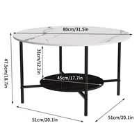 Table basse ronde à 2 niveaux, moderne, haut de gamme, bureau en pierre frittée, meubles de maison, cadre en métal pour salon, chambre à coucher 3