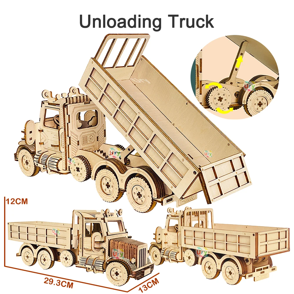 3D Wooden Truck & Sports Car Puzzle – Movable Vehicle Model 3