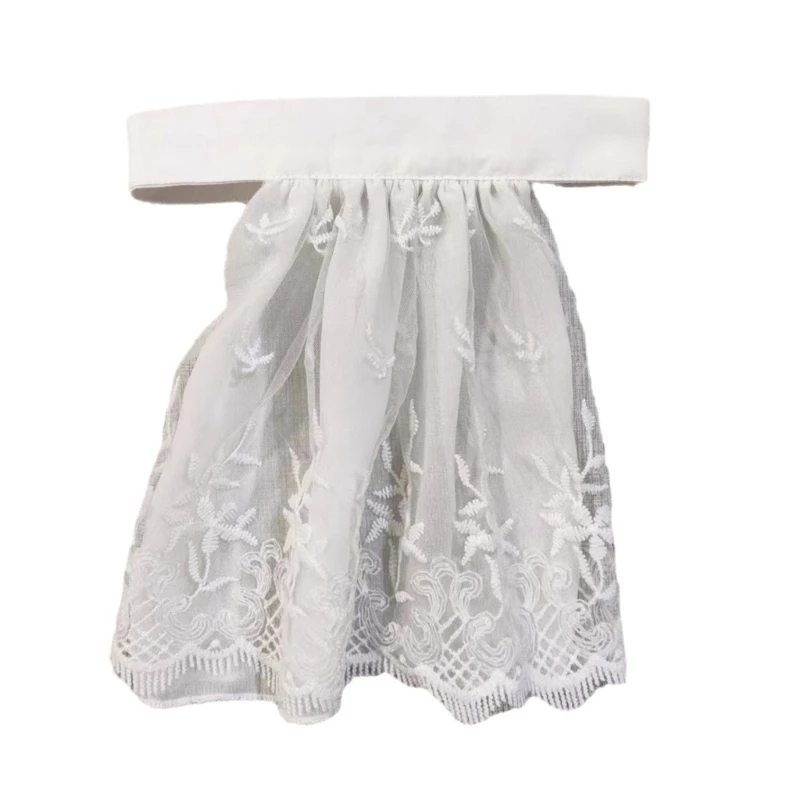 

Y1UB Victorian Collar Ruffled Sheer Collar Tulle Embroidery Lapel Collar for Play