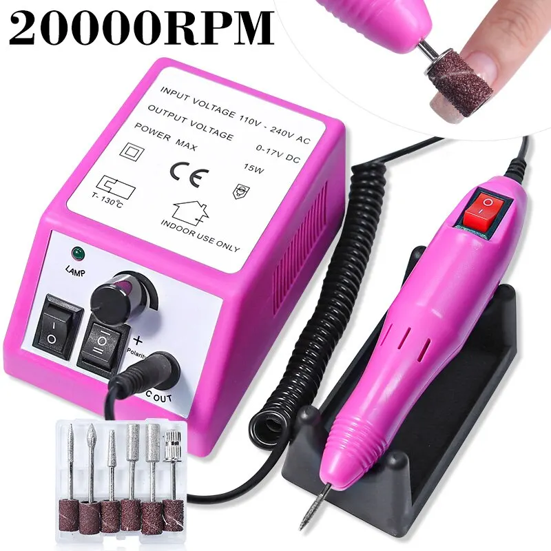 20000rpm, máquina de taladro de uñas profesional, lima de uñas eléctrica para manicura, uñas y manicura