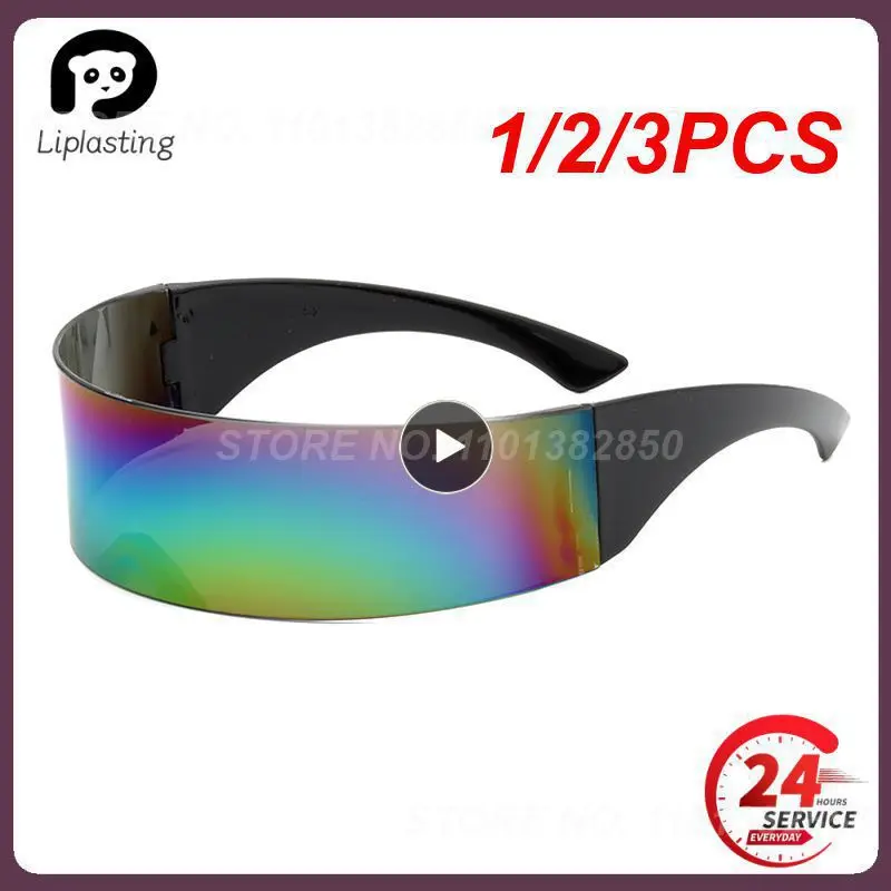 

1/2/3PCS Party Glasses Visor Wrap Shield Large Mirror Sunglasses Riding Windproof Glasses Fashion Personality Glasses Riding