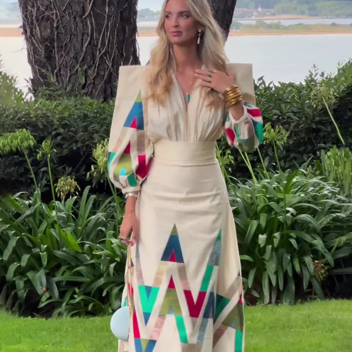 2025 New Spring Runway Designer Hit Color Print Piece Set