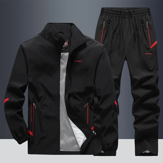 2023 Brand Loose Men's Sportswear Casual Running Set Tracksuit Zipper  Jacket Jogging Survetement Homme Training Suits