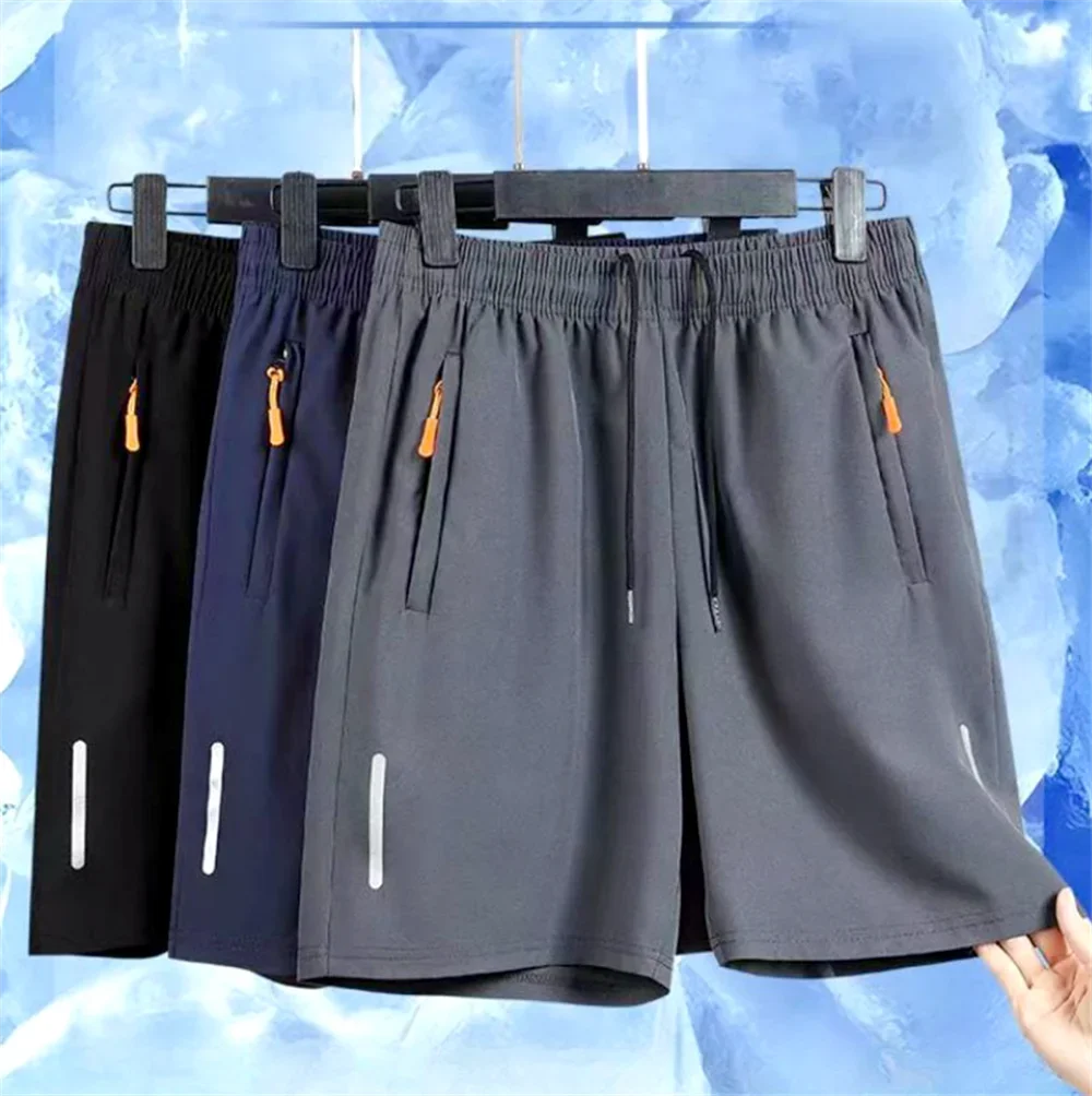 Men's Ice Silk Shorts Quick Dry Breathable - Summer Sport Running Beach Loose Fit Sweat-Wicking Lightweight Casual Capris
