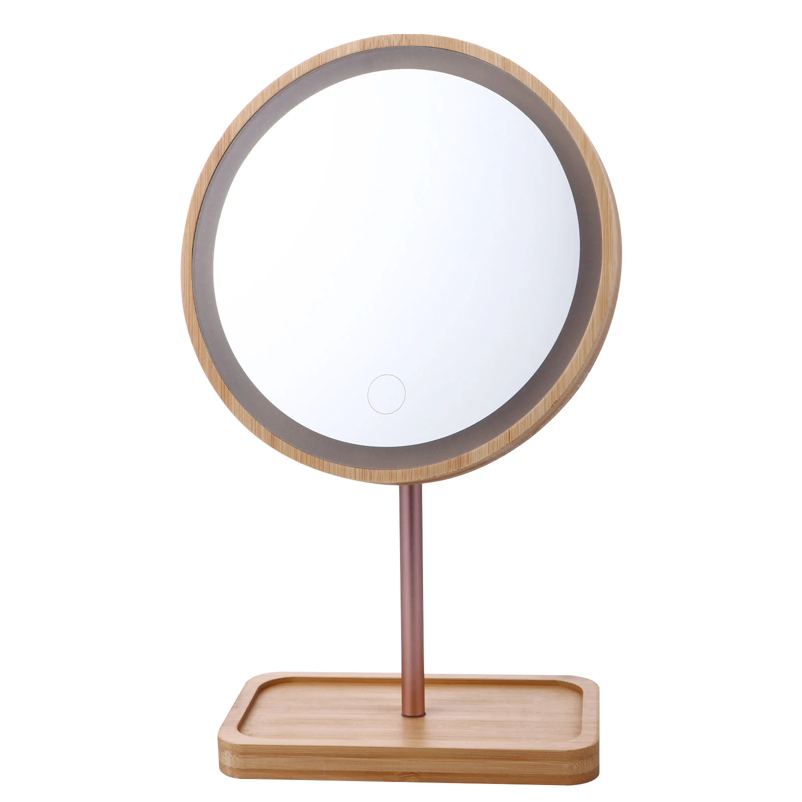 

Wooden Makeup Mirror with LED Light 90° Swivel Tabletop LED Vanity Mirror