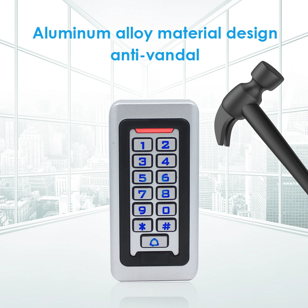 2000 User Metal Backlight Keypad Lock RFID 125Khz Standalone Door Access Control Wiegand 26 Output Reader Waterproof