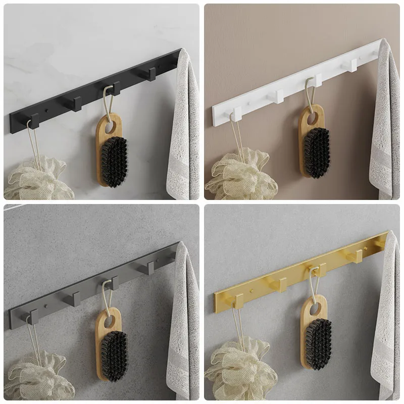 

Tuqiu Robe Hooks Black Clothes Hat Hook Row Brushed Gold Robe Hook Aluminum Bathroom Robe Hook Bath Hardware Set Kitchen Hanger