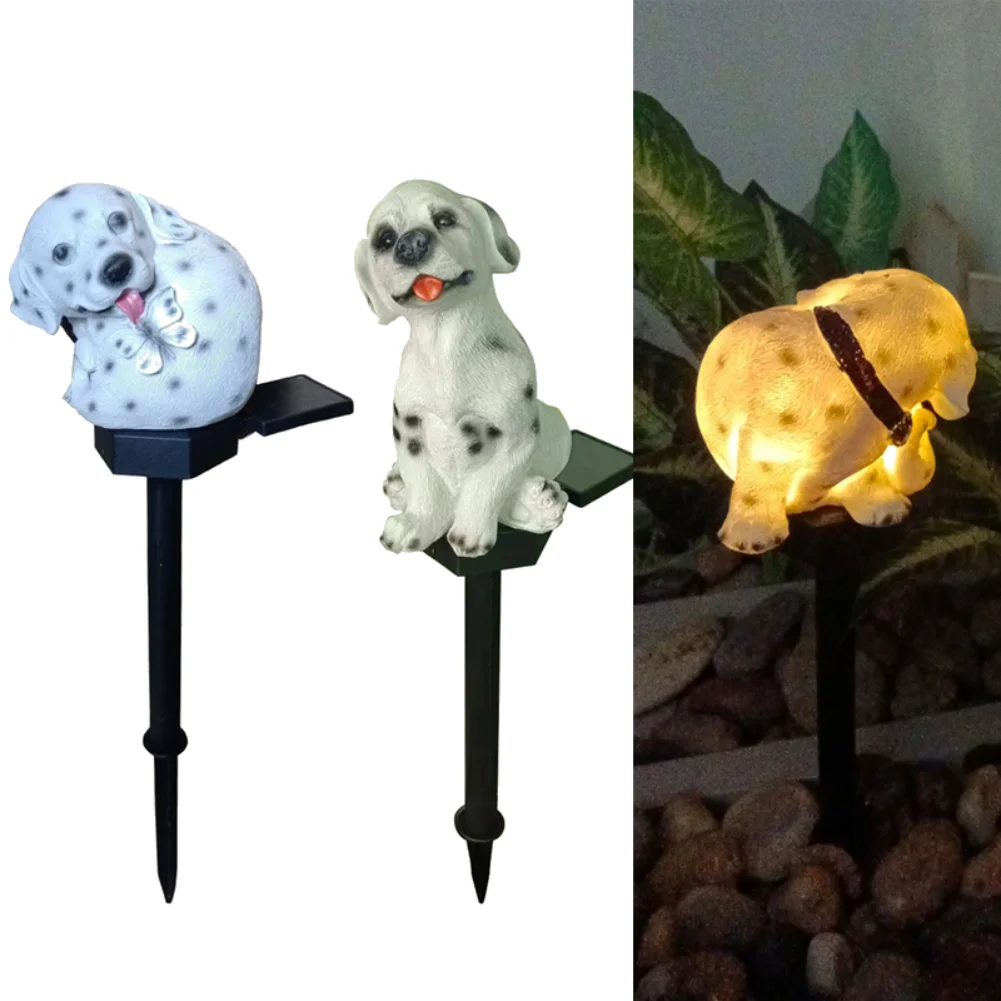 Solar Dog Stake Light Dalmatian Garden Lights IP55 Waterproof Lawn Landscape Light Auto On for Patio Yard Pathway