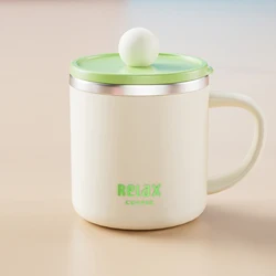 Stainless Steel Travel Coffee Mug with Lid - 400ml/13.5oz | Reusable & Eco - Friendly for Office, Sports, and Outdoor Activities (WHITE)