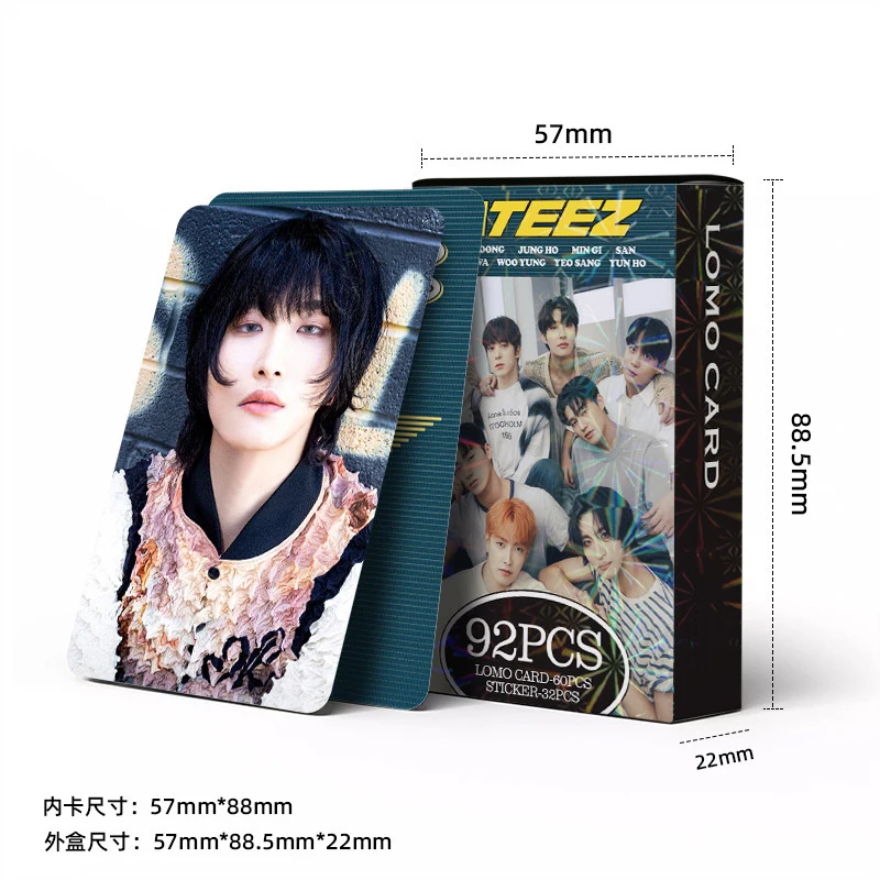 92pcs/set ATEEZ Album LOMO Cards Photo Stickers Hongjoong Seonghwa Yunho Girl's Favorite Gift Greeting Card Postcard Wooyoung