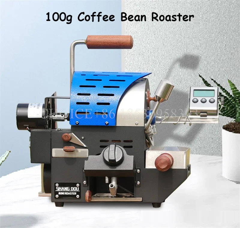 Automatic Coffee Beans Roaster Machine Small Home Gas Heating Stainless Steel Small Coffee Equipment 100g Bean Roaster
