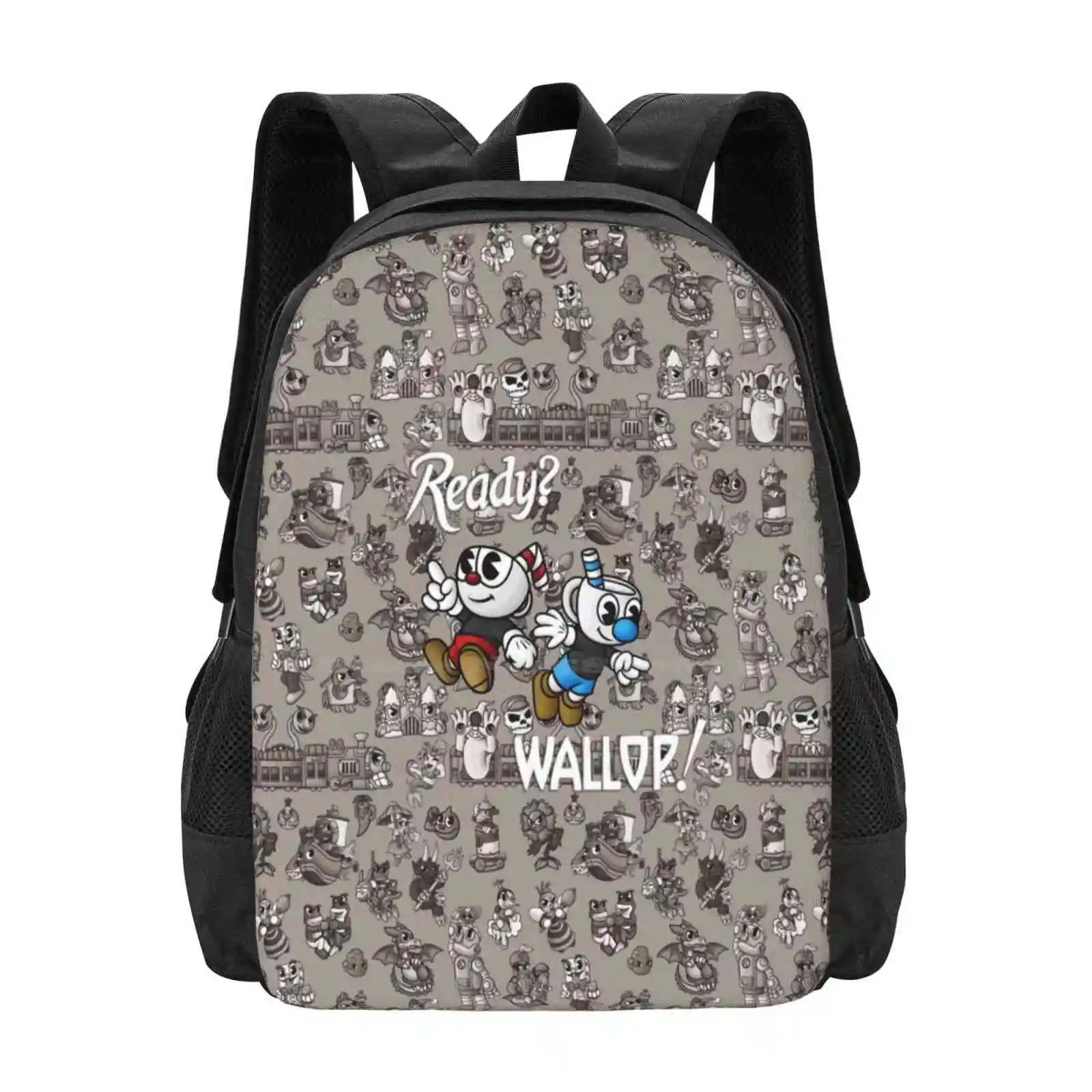 

Ready  Wallop! Pattern Design Bag Student's Backpack Cuphead