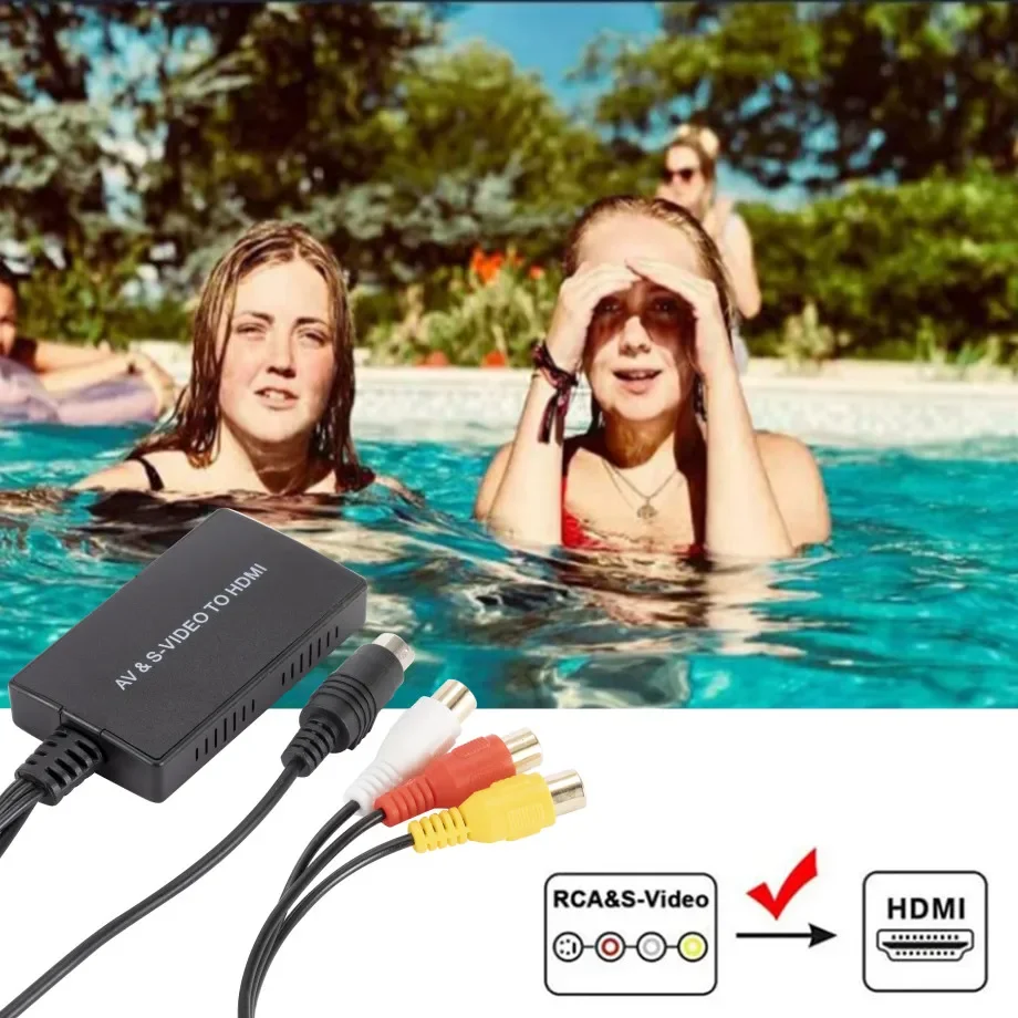 RCA /AV SVIDEO to HDMI-compatible Adapter For DVD HD TV STB Compatble With PS2/P