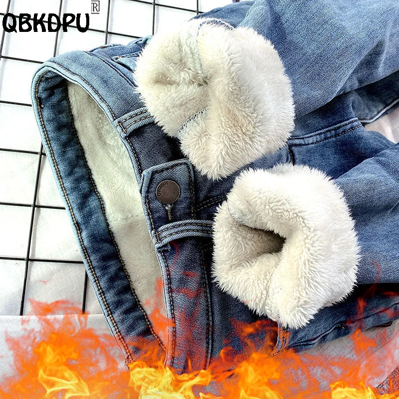 

Winter Thicken Lambswool Jeans Women High Waist Fleece Skinny Vaqueros Casual Plus Velvet Pencil Capris Warm Denim Pants No Belt