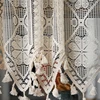 American Country Crochet Wave Hollow Short Curtains for Roman Window Kitchen Manual Rhombus Tassels Half Curtains Valance #A594 4