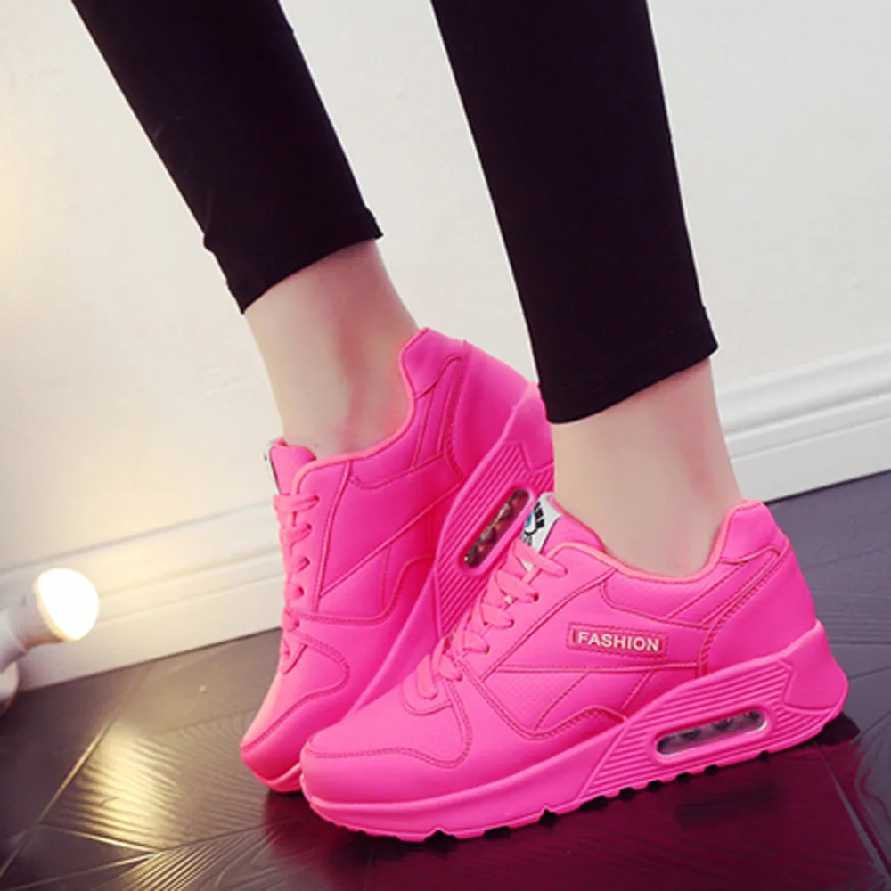 

Women Chunky Sneakers Lace Up Platform Vulcanize Fashion Single Flat Shoes