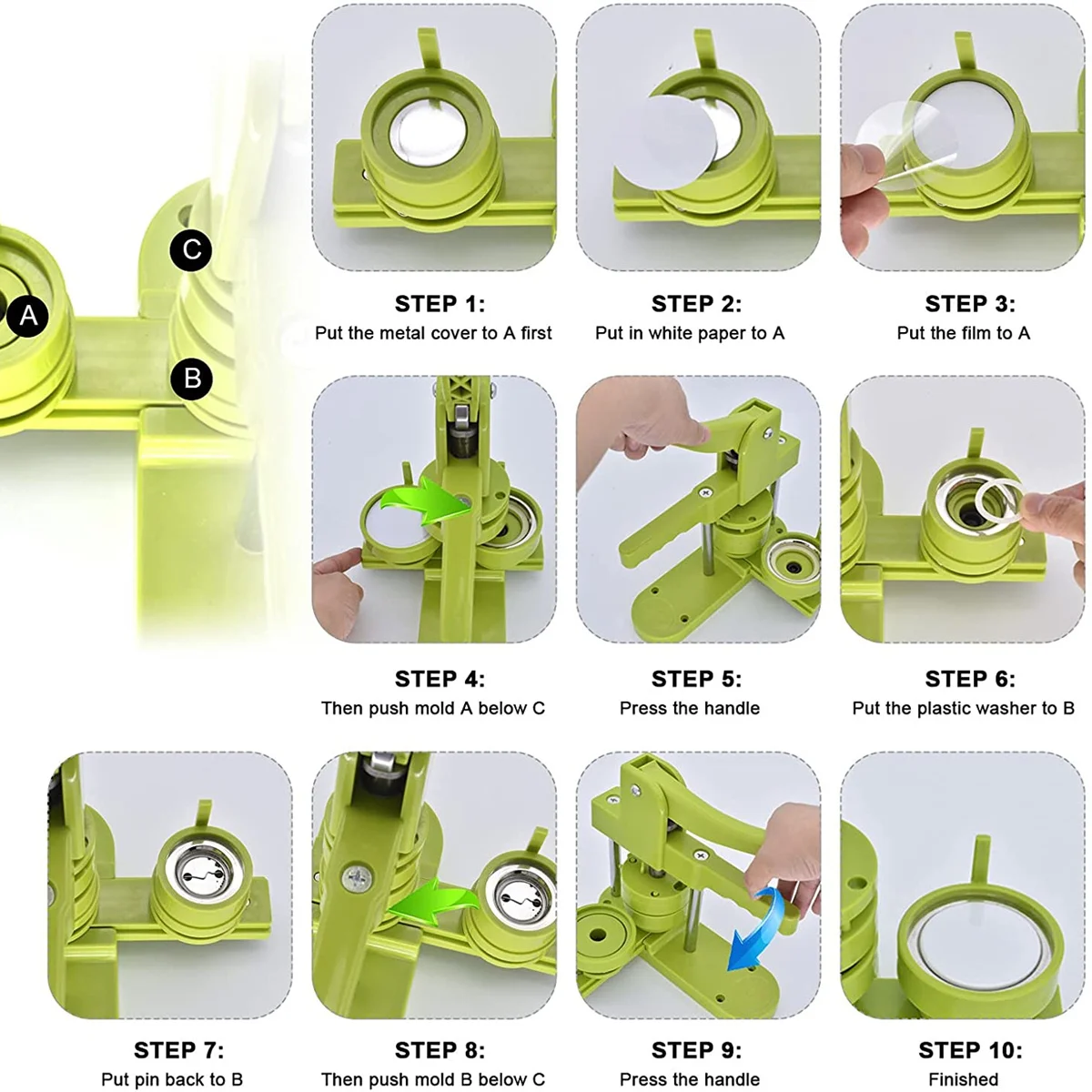 Replaceable Badges Button Maker Machine Mold, 25-58MM Pin Badges Making Machine Mold, DIY Pin Button Punching Press Molds