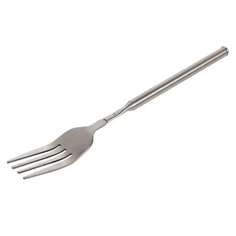 Retro Fork BBQ Telescopic Extendable Dinner Fruit Dessert Long Handle Fork Stainless Steel Cutlery Tableware Bento Box fruit fork expandable fork
