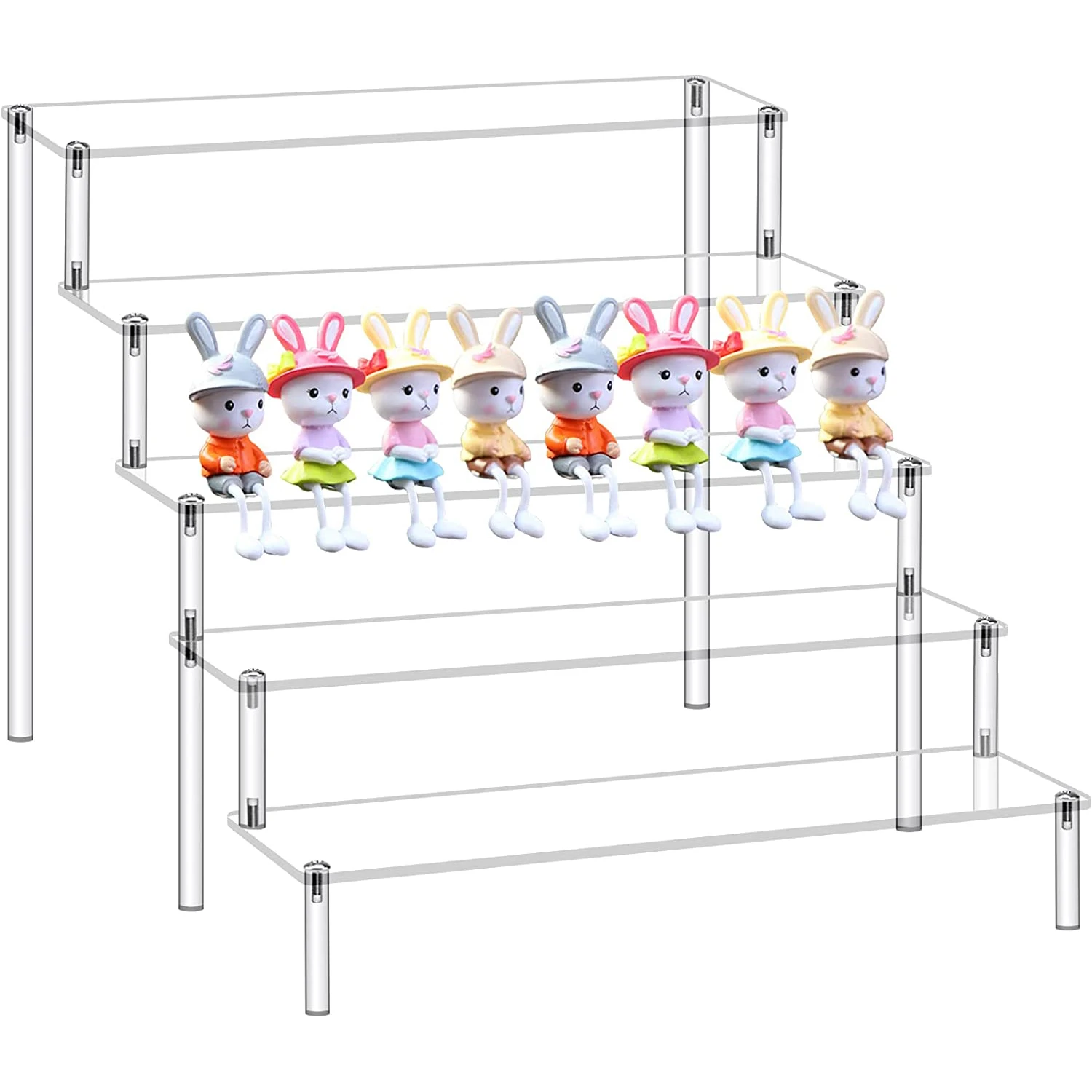 

Clear Acrylic Display Risers Stands Showcase Fixtures for Toys Cupcake Food Desserts Perfume Collection Cosmetic Jewelry Shelf