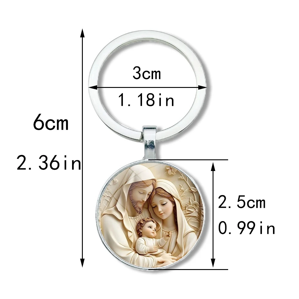1pc Retro Virgin Mary Alloy key chains Religious Time Gem Pendant Suitable For Car Keys and Backpack Pendant Gift