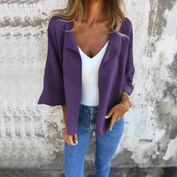 Casual Sle Pure Color Suede Material Open Cardigan for Women Spring Autumn Season Independent Station Ladies ort Outerwear