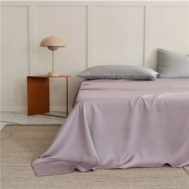 Luxury Flat Sheet Solid Color Satin Bed Sheet Soft Comfortable Bedsheet High-End Bedclothes Sheet
