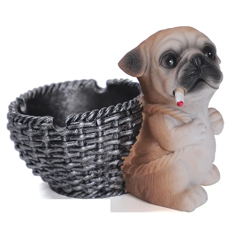 Hot Ashtray Creative Personality Diligent Dog Carrying Basket Ashtray Ornament Home Living Room Office Cute Birthday Gift