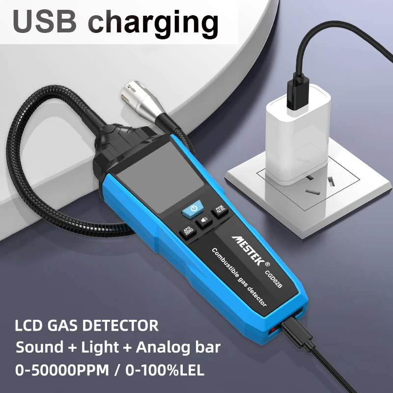 

USB-зарядка газоанализатор детектор горючих газов определение местоположения утечки легковоспламеняющихся природных газов звуковая светильник лизация ppm LEL