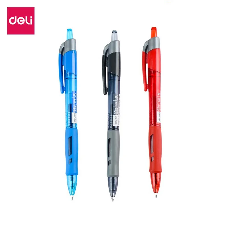 Deli 1 PC Ballpoint Pens 0.5mm 4 Colors Smooth Writing Soft Grip Office School Stationery Writing Tool S08 deli 1 pc gel pen 0 5mm black ink soft grip writing supplies 33399